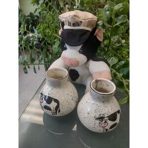 Got Milk Cow Plush & 2 Cow Mini Vases